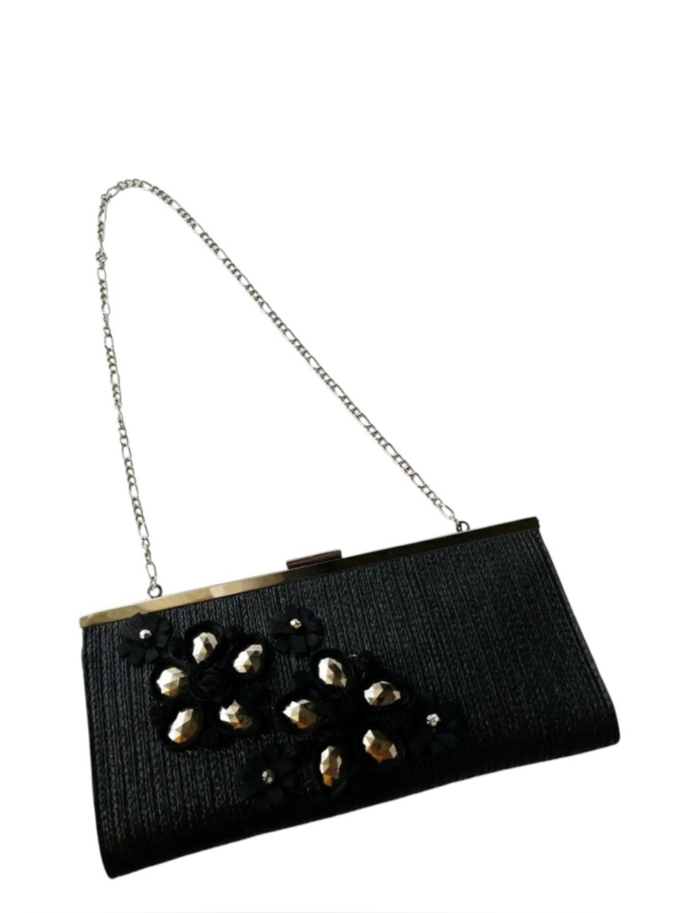 Vintage White House black market black glossy jeweled clutch purse